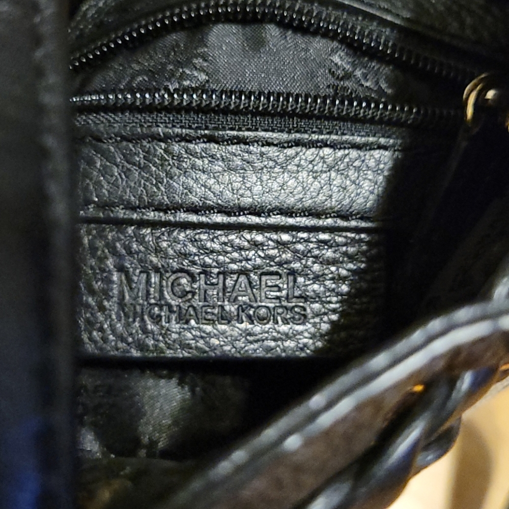 Michael Kors Black and Khaki MK Logo Crossbody Bag - Picture 5 of 9
